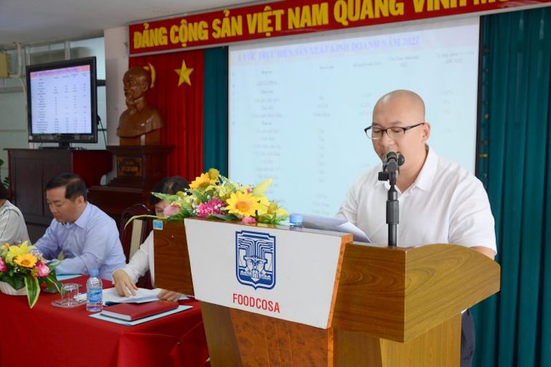 Ảnh: Ông Trần Quyết Thắng – Trưởng phòng Kinh doanh Công ty trình bày báo cáo tại HN NLĐ 2023