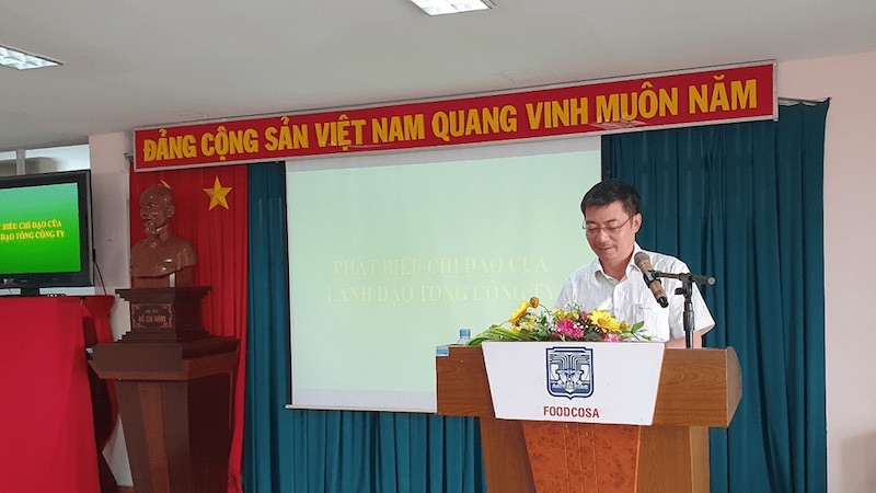 Ảnh: Ông Nguyễn Tiến Dũng – Chủ tịch Hội đồng quản trị Công ty phát biểu ghi nhận những cố gắng, nỗ lực của toàn thể cán bộ nhân viên, người lao động Công ty