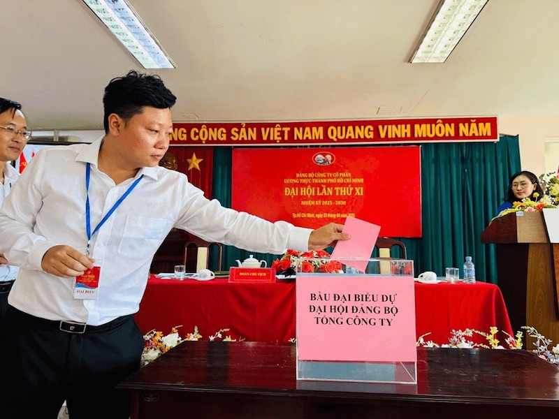 (Bỏ phiếu bầu Đại biểu tham dự Đại hội Đảng bộ Tổng công ty Lương thực miền Nam lần thứ IV, nhiệm kỳ 2025-2030)
