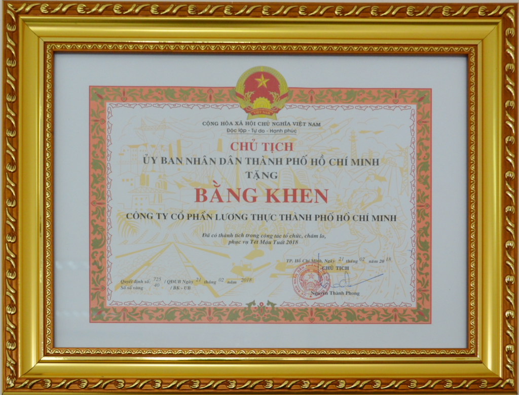 Bằng khen của UBND thành phố năm 2018