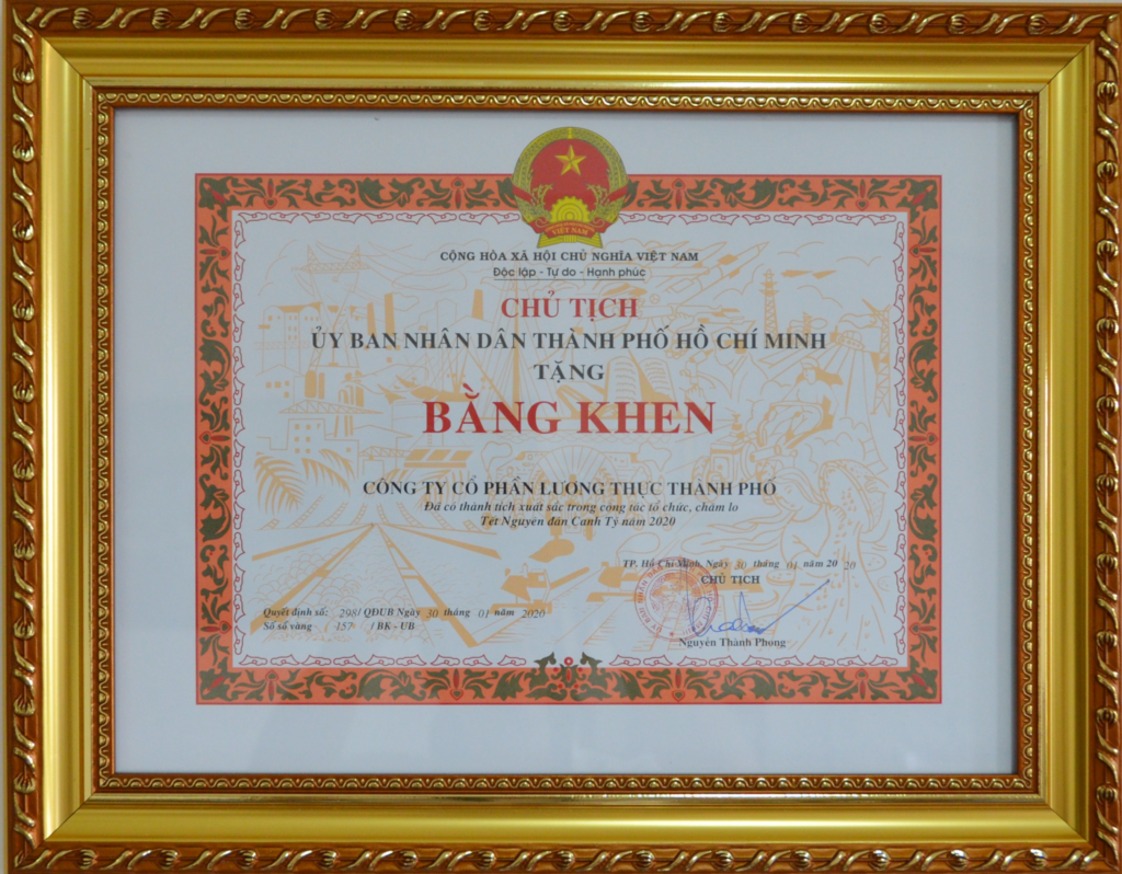 Bằng khen của UBND thành phố năm 2020